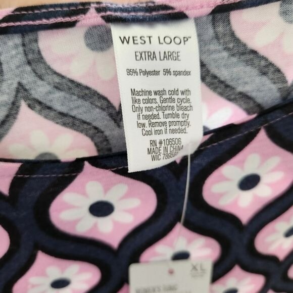 West Loop Bohemian Floral Women's Tunic Top Multicolor Tie Sleeve Design - Picture 5 of 8